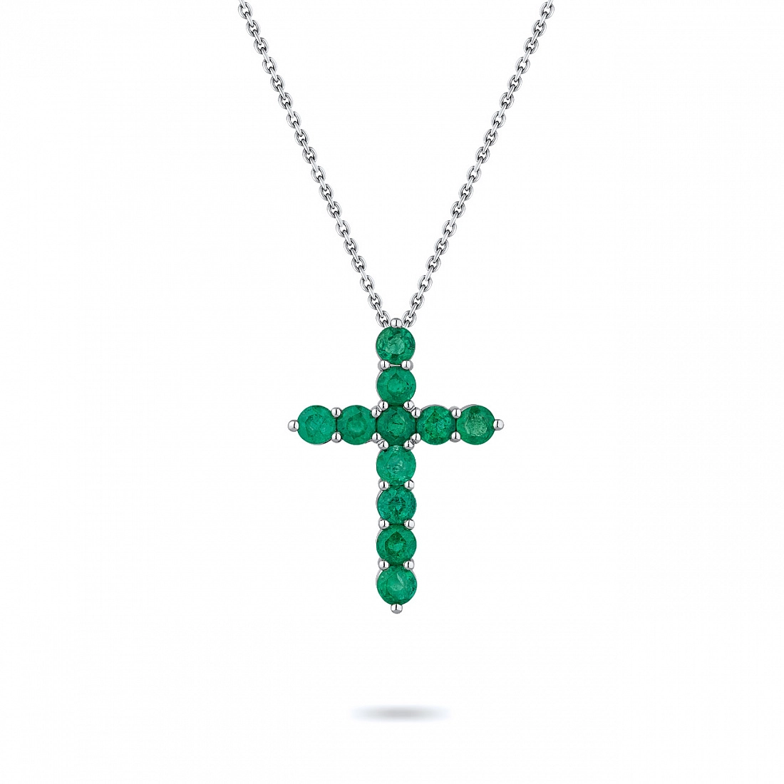 Подвеска-крестик из платины с изумрудами 1.85ct 1