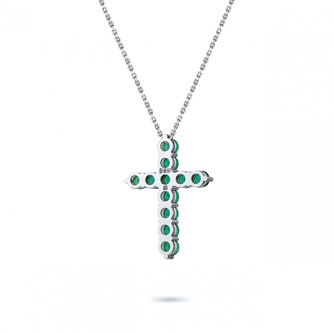 Подвеска-крестик из платины с изумрудами 1.85ct 2